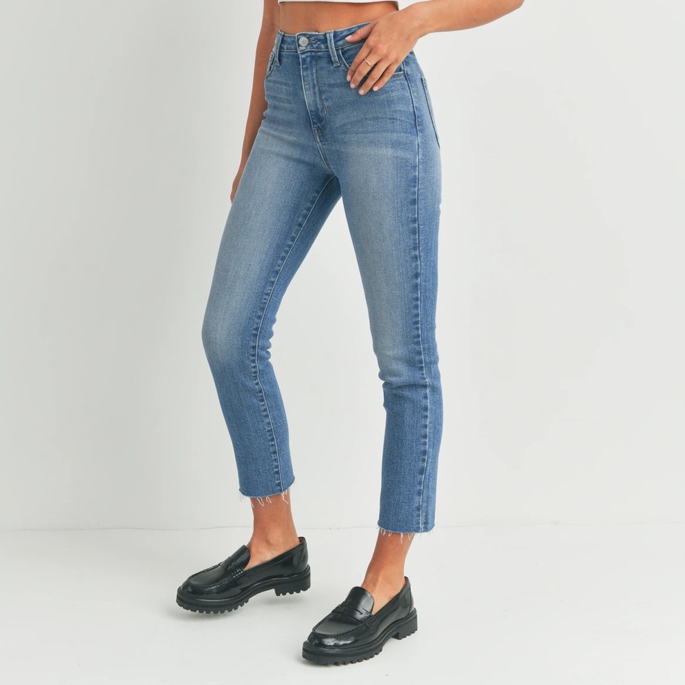 JUST BLACK SLIM STRAIGHT JEAN - MEDIUM BLUE